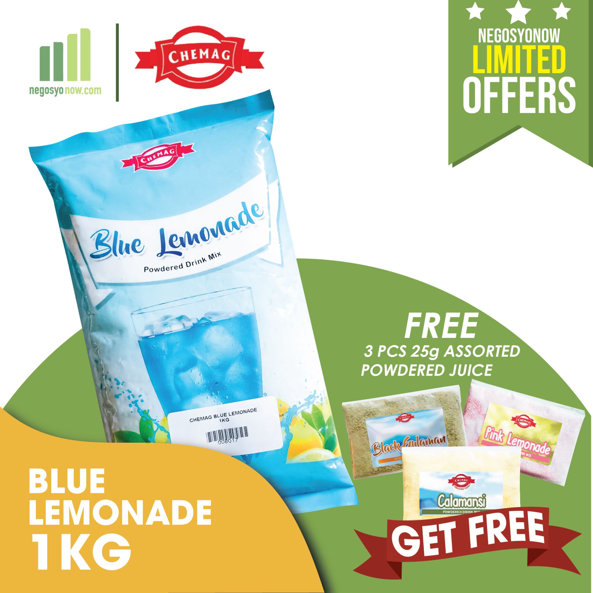 BUY 1 PACK CHEMAG BLUE LEMONADE, GET 3 PCS OF 25G SACHET FREE
